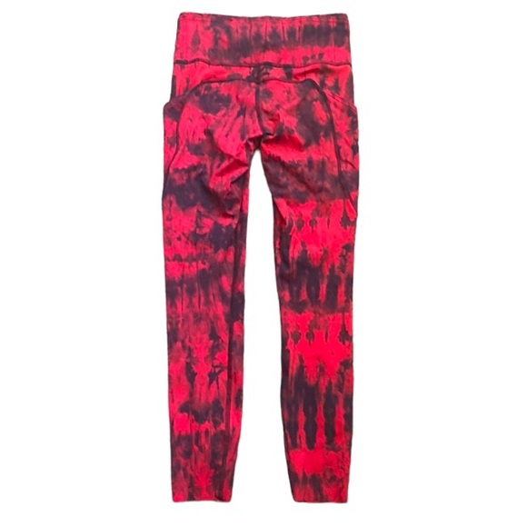 ❤️ Lululemon Fast & Free 25” Leggings Game Day Red Tie Dye Size 2 NWT - Picture 1 of 5